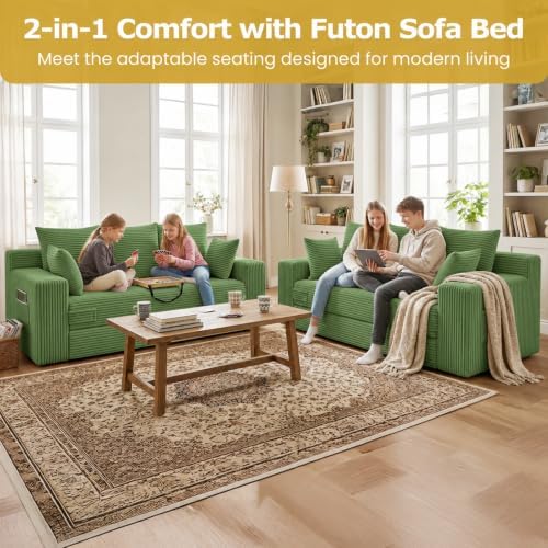 3 Seater Boneless Couch for Living Room, Convertible Sofa Bed - Image 3