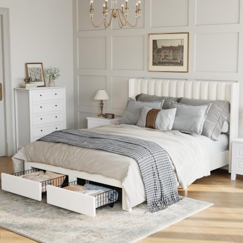 GarveeHome Full Bed Frame, Bed Frame Upholstered Platform Bed - Image 6