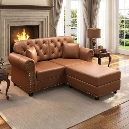 63'' Faux Leather Chesterfield Loveseat Sofa by SmartEdge