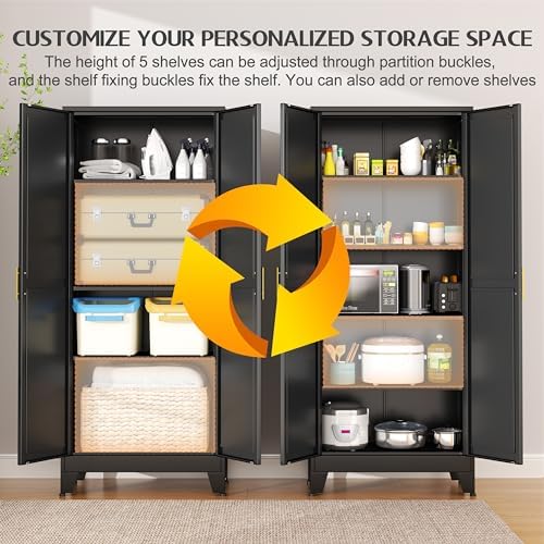 GAIOUS 75.2" Tall Storage Cabinet, Metal Pantry Storage Cabinets - Image 4