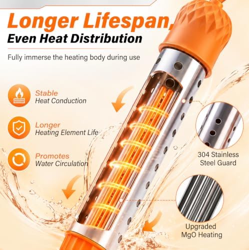 1500W Immersion Water Heater, MgO Fast Heating, Digital Temperature Display - Image 4