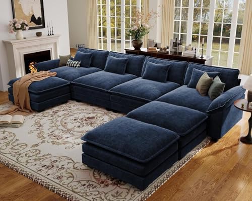 CDCASA 154" Oversized Modular Sectional Sofa, Comfy U-Shaped Cloud Couch w/ 3 by CDCASA