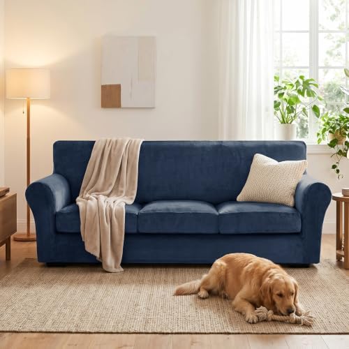 XINEAGE 4-Piece Velvet Sofa Cover, Couch Covers - Image 4