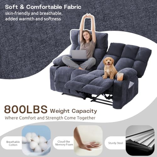 Oversized Loveseat Recliner Sofa, Wall Hugger Reclining Loveseat - Image 5