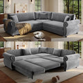 88.2" Chenille L-Shaped Pull-Out Sectional Sleeper Sofa Bed, Light Grey by Unknown