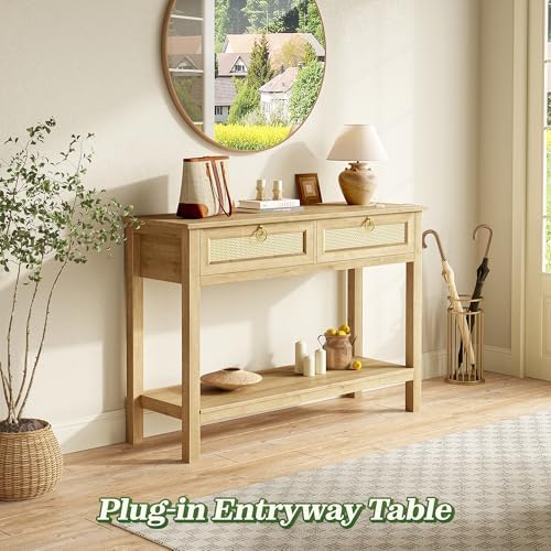 SUPERJARE Rattan Console Sofa Table - Image 3