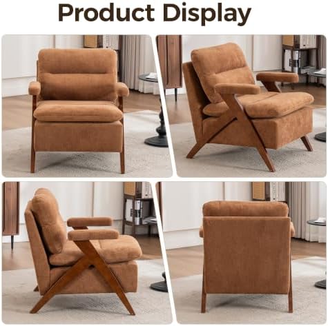 Mid Century Modern Accent Chair, Comfy Solid Wood Armchair - Image 6