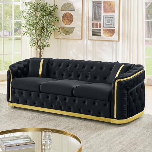 84.6" Mid Century Modern 3 Seater Chesterfield Sofa Couch by WINFORCE