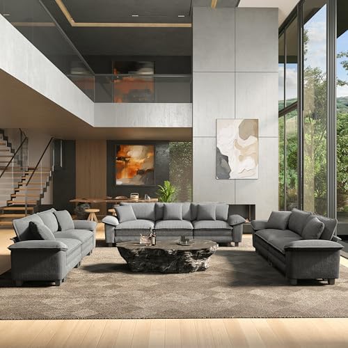 HERA'S HOUSE 3 Pieces Modular Sectional Cloud Couch and Loveseat Sofa Set by HERASHOUSE