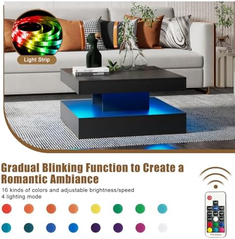 HedoAjim Black LED Coffee Table - Image 3