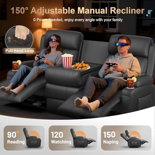 RV Reclining Sofa, Home Theater Seating Loveseat Couch - Image 3