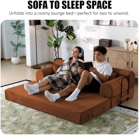 79" Memory Foam Sofa Bed, High Backrest Convertible Futon Boneless Couch - Image 6