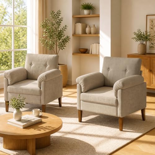 Accent Chairs Set of 2, Modern Upholstered Corner Chair by Unknown