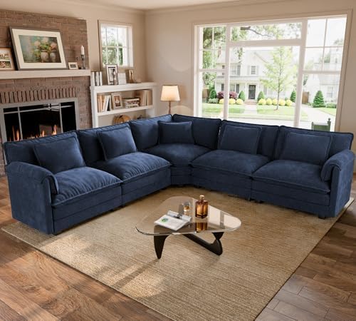 ELUCHANG 114" Oversized Modular Sectional Sofa, Comfy Chenille Cloud Couch by ELUCHANG