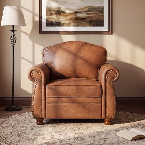 Vintage Oversized Faux Leather Chair Set of 2 - Image 5