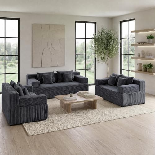 MONVANE 156" Oversized 3-Piece Loveseat Couch Set by MONVANE