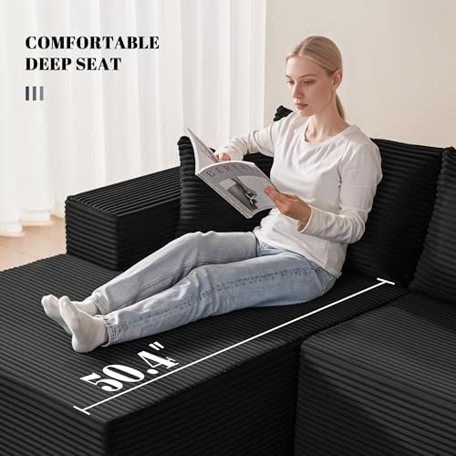 Mangodan 140” Cloud Sectional Couch, Modular Sectional Sofa - Image 5