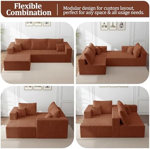 108" Modular Sectional Sofa, L-Shaped Cloud Couch - Image 6