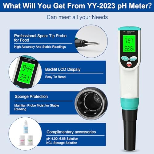 Food pH Meter with High Accuracy pH/Temperature Probe - Image 2