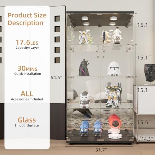 Beauty4U Black Glass Display Cabinet - Image 2