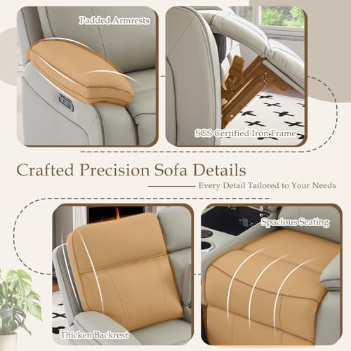 Power Reclining Sofa Set with LED Reading Light/Storage Drawer, Power Loveseat - Image 5