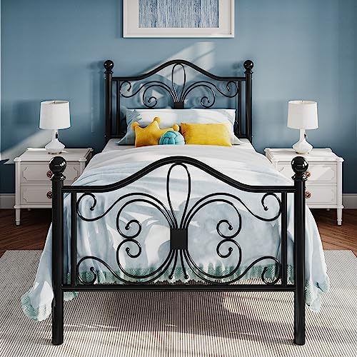 SHA CERLIN Twin XL Size Metal Bed Frame by SHACERLIN