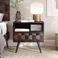 Bme Georgina Wood Nightstand, 1 Drawer & Open Shelf, Mid Century by Bme