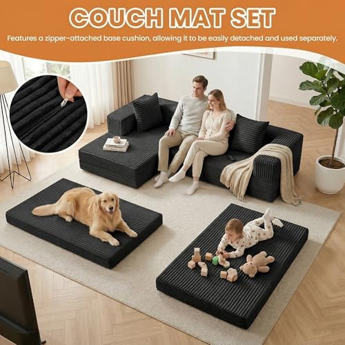 96" Boneless Couch for Living Room, Oversized Modular Sectional Sofa Bed - Image 5
