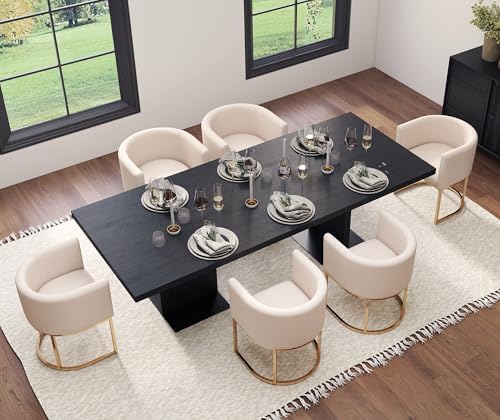 HNY Mid Century Modern Upholstered Barrel Dining Chairs - Image 6