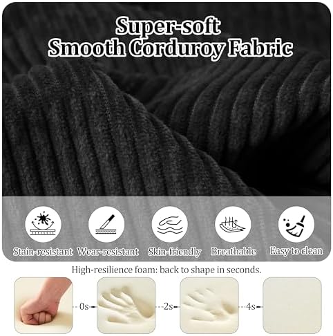 53.15'' Convertible Compressed Corduroy Folding Cloud Sofa Bed, Modern Boneless - Image 5