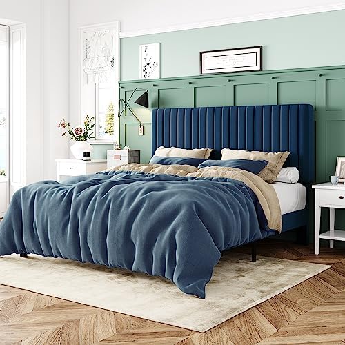 Allewie Full Bed Frame, Velvet Upholstered Platform Bed by Allewie