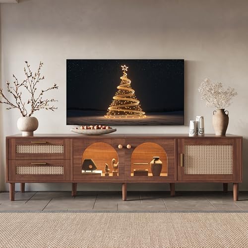 Merax Rattan TV Stand with LED Lights by Merax