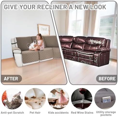 Waterproof Sectional Reclining Couch Covers L Shaped Recliner Sectional Sofa - Image 6