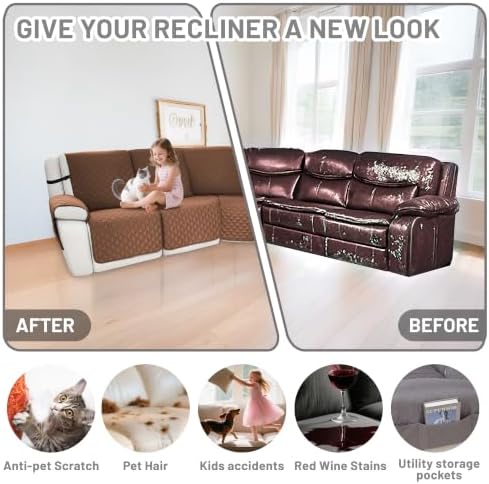 Waterproof Sectional Reclining Couch Covers L Shaped Recliner Sectional Sofa - Image 6