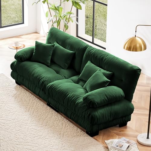 Modular Sectional Sofa for Living Room, 94.4" Comfy Cloud Couch, 2 Seater Green by Wunlerlant