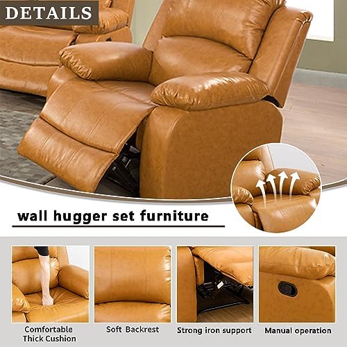 A Ainehome Living Room Furniture Set Bonded Leather Recliner Sofa Set Loveseat - Image 3