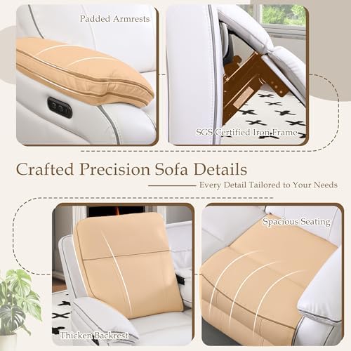Power Reclining Sofa with Fold Down Table, Breathable PU Leather Electric - Image 7