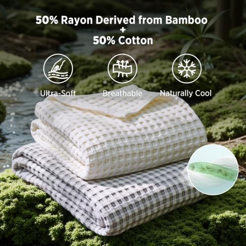 Bedsure Cooling Waffle Blanket for Hot Sleepers - Image 2