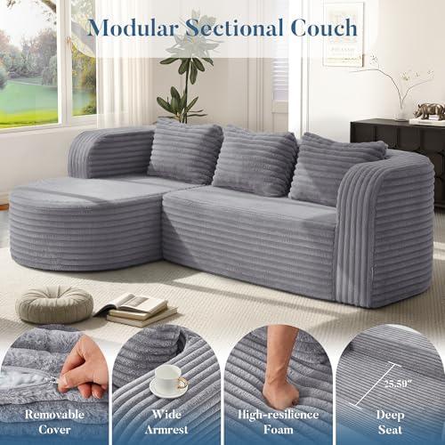 Hobestluk Boneless Couch Modular Sectional Sofa L-Shape Lounge Cloud Couch - Image 5