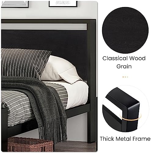 SHA CERLIN Full Size Bed Frame, Wooden Headboard and Footboard - Image 5