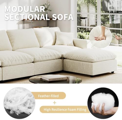 Modern Sectional Linen Couch for Living Room U-Shape Sofas, 6 Seat Modular - Image 4