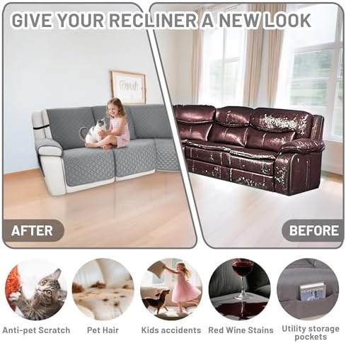 Waterproof Sectional Reclining Couch Covers L Shaped Recliner Sectional Sofa - Image 6