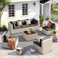 UDPATIO Outdoor Patio Furniture Set 7 Pcs Wicker Sectional Sofa Black by UDPATIO