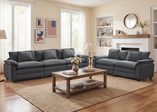 Oprisen 2 Pieces Cloud Couch Set, Upholstered Comfy Modular Sectional Sofa Deep - Image 2