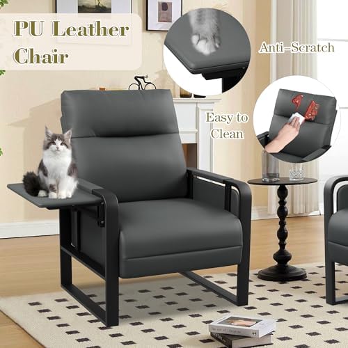 PU Leather Accent Chair, Upholstered Armchair - Image 6