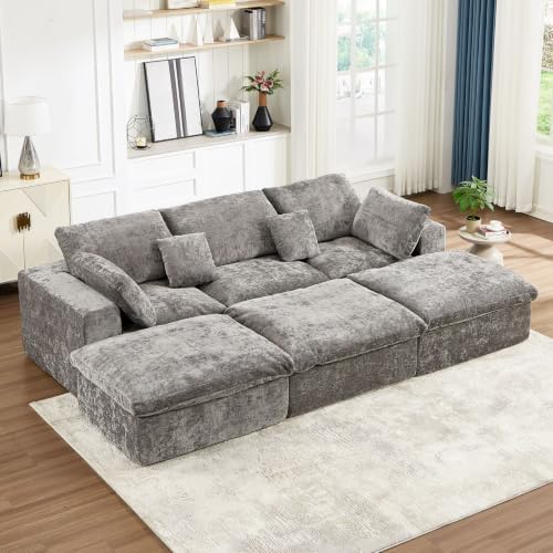 117.5" Oversized Boneless Sleeper Couch, Deep Seat Modular Sectional Sofa Bed by fanzutuz