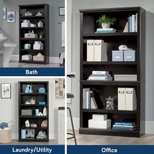 Sauder 5 Tier Book Shelf Wooden Bookcase Multipurpose Bookshelf - Image 6