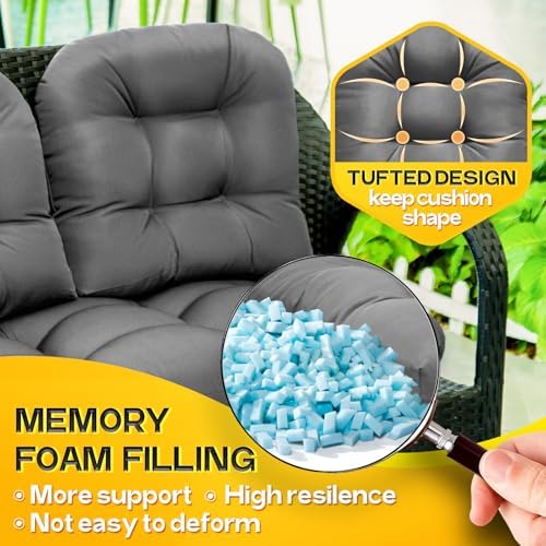MAGIC ELEPHANT Wicker Chair Cushions, Indoor Outdoor Memory Foam Wicker - Image 2