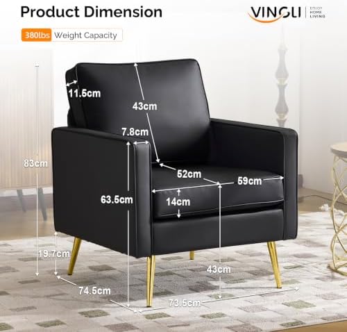 VINGLI Faux Leather Accent Chair - Image 2
