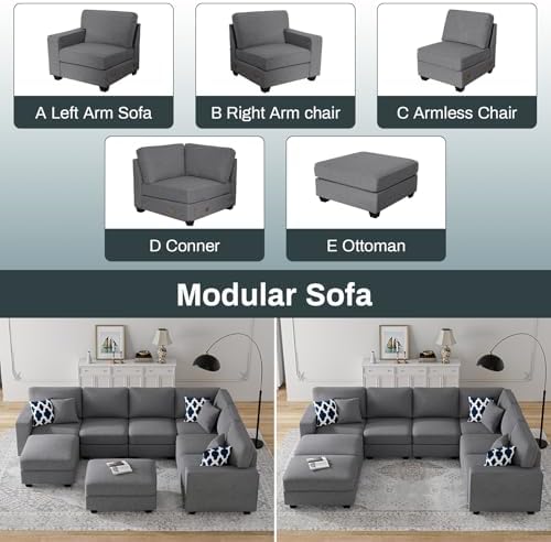 Legend Vansen Oversized Modular Sectional Sofa, U/L‑Shaped Reversible Couch - Image 4